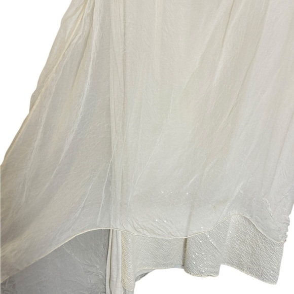 Vintage Italy Two Tier‎ Silk Dress Ivory Sequins Flowy Chiffon Sleeveless LWD - Picture 4 of 10